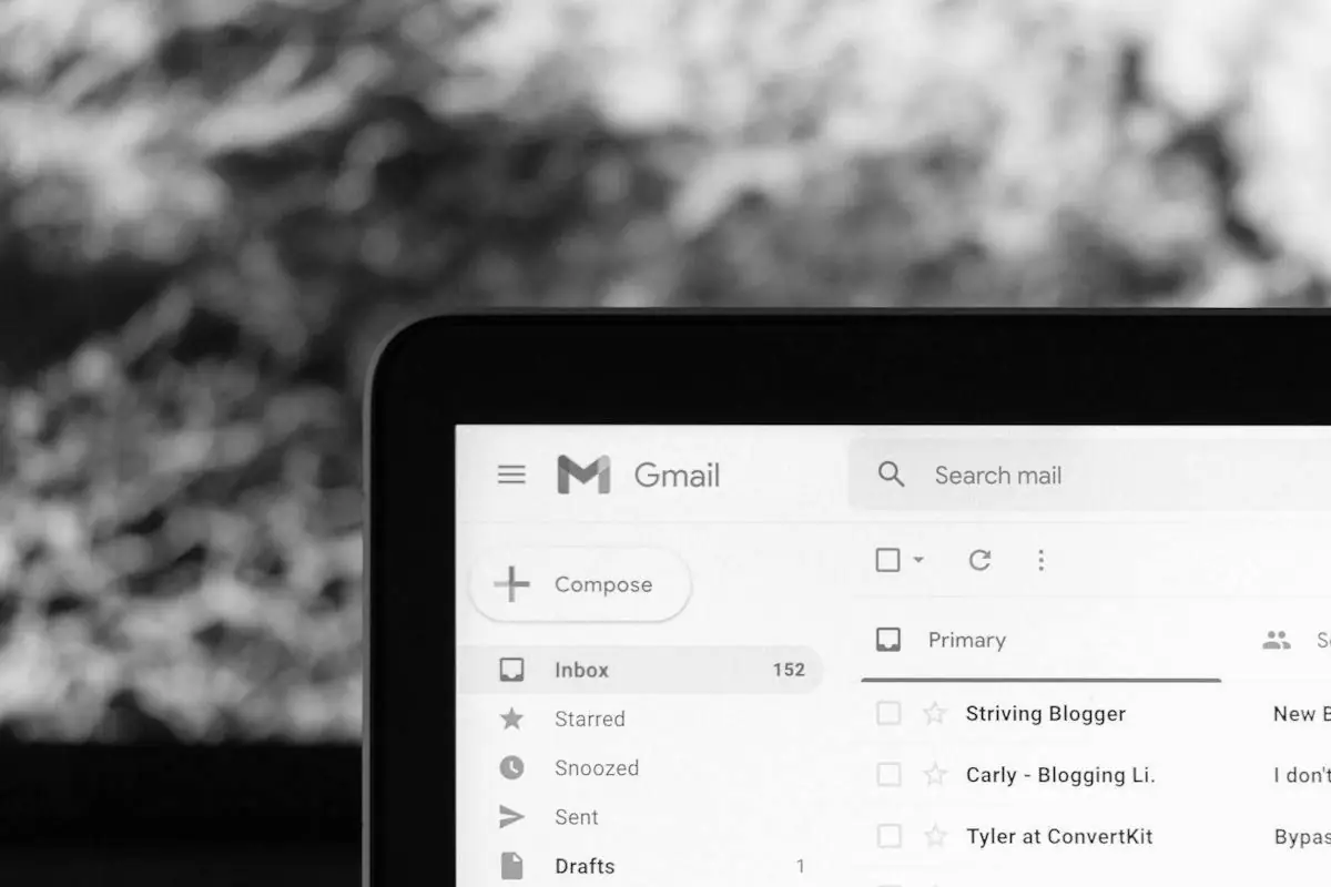 Gmail inbox open on a laptop